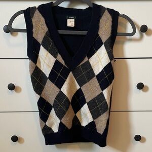 J. Crew V-Neck Argyle Sweater Vest XS